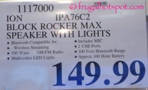 Ion Block Rocker Max Speaker with Lights Costco Price | Frugal Hotspot