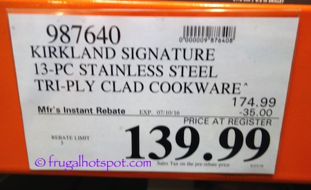 Kirkland Signature 13-Piece Tri-Ply Stainless Steel Cookware Costco Price | Frugal Hotspot