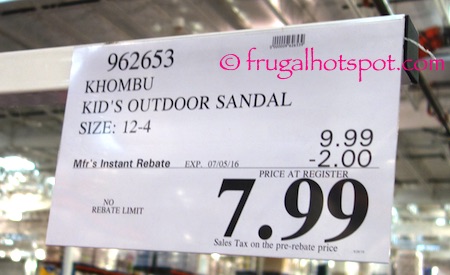 Khombu Kid's Outdoor Sandal Costco Price | Frugal Hotspot