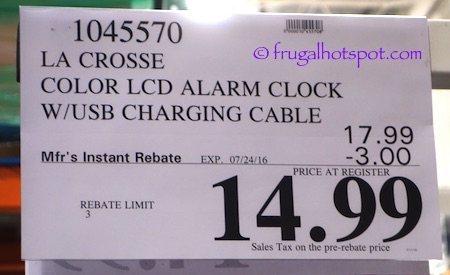 La Crosse Color LCD Alarm Clock Charging Station Costco Price | Frugal Hotspot