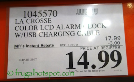 La Crosse Color LCD Alarm Clock Charging Station Costco Price | Frugal Hotspot