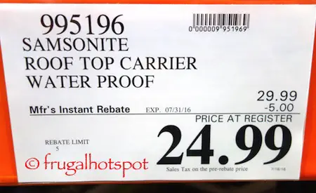 Samsonite Waterproof Rooftop Soft-side Cargo Carrier Costco Price | Frugal Hotspot