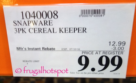 Snapware 3-Pack Cereal Keeper Costco Price | Frugal Hotspot