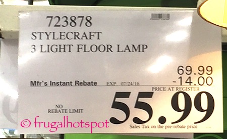 StyleCraft 3 Light Floor Lamp Costco Price| Frugal Hotspot