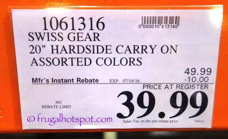 Swiss Gear 20" Hardside Carry-on Costco Price | Frugal Hotspot