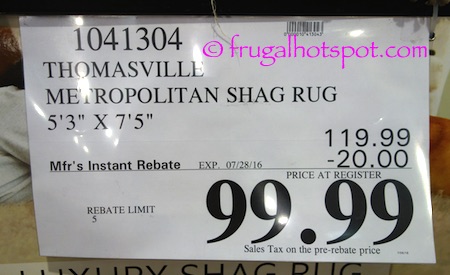 Thomasville Marketplace Shag Rug 5'3" x 7'5" Costco Price | Frugal Hotspot