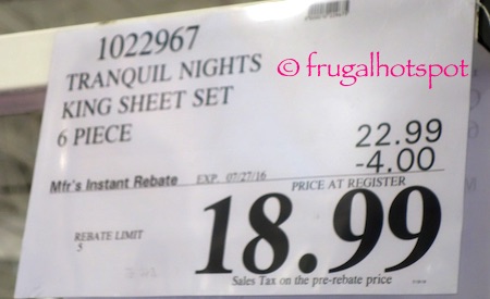 Tranquil Nights 6-Piece Queen Size Sheet Set Costco Price | Frugal Hotspot