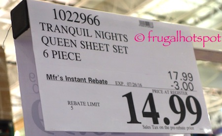 Tranquil Nights 6-Piece Queen Size Sheet Set Costco Price | Frugal Hotspot