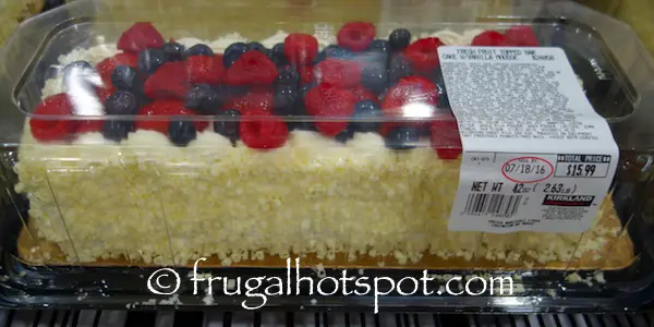 Fresh Fruit Topped Bar Cake with Vanilla Whipped Mouse Costco| Frugal Hotspot