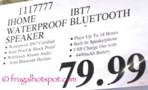 iHome IBT7 Portable Wireless Stereo Speaker Costco Price | Frugal Hotspot