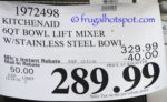 Costco Sale Price: KitchenAid 6-Quart Bowl Lift Stand Mixer