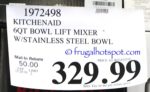 Costco Sale Price: KitchenAid 6-Quart Bowl Lift Stand Mixer