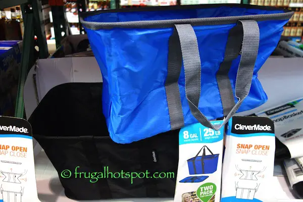 CleverMade SnapBasket Snap Up Shopping Tote 2-Pack Costco | Frugal Hotspot