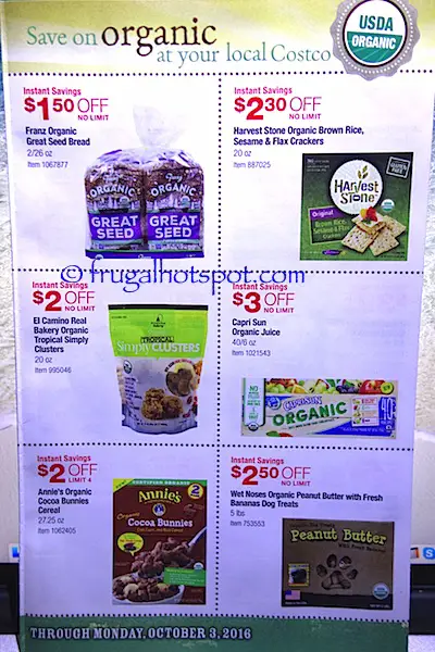 Costco Organic Coupon Book (9/6/16 - 10/3/16). Page 4. | Frugal Hotspot