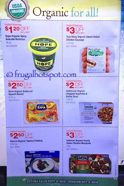 Costco Organic Coupon Book (9/6/16 - 10/3/16). Page 7. | Frugal Hotspot