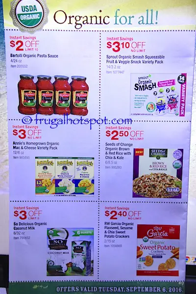 Costco Organic Coupon Book (9/6/16 - 10/3/16). Page 3. | Frugal Hotspot