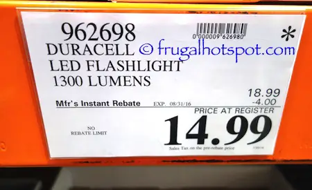 Duracell Durabeam Ultra 1300 Lumens LED Flashlight Costco Price | Frugal Hotspot