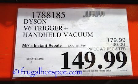 Dyson V6 Trigger+ Handheld Vacuum Costco Price | Frugal Hotspot