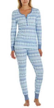 Jane & Bleecker Ladies’ Thermal Pajama Set Blue Costco