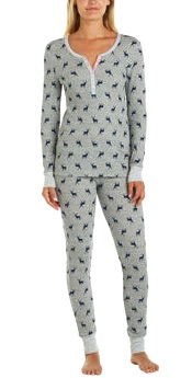 Jane & Bleecker Ladies’ Thermal Pajama Set Gray Costco