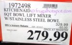 Costco Sale Price: KitchenAid 6-Quart Bowl Lift Stand Mixer