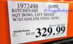 Costco Sale Price: KitchenAid 6-Quart Bowl Lift Stand Mixer