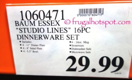 Baum Essex "Studio Lines" 16-Piece Dinnerware Set Costco Price | Frugal Hotspot
