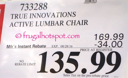 True Innovations True Wellness Active Lumbar Chair Costco Price | Frugal Hotspot