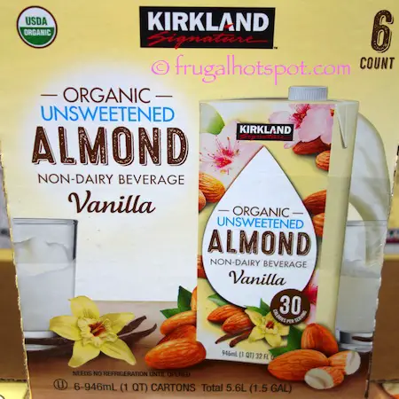 Kirkland Signature Organic Unsweetened Vanilla Almond Non-Dairy Beverage Costco | Frugal Hotspot
