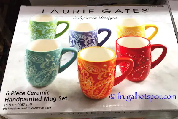 Laurie Gates Serafina 6-Piece Ceramic Handpainted Mug Set Costco | Frugal Hotspot