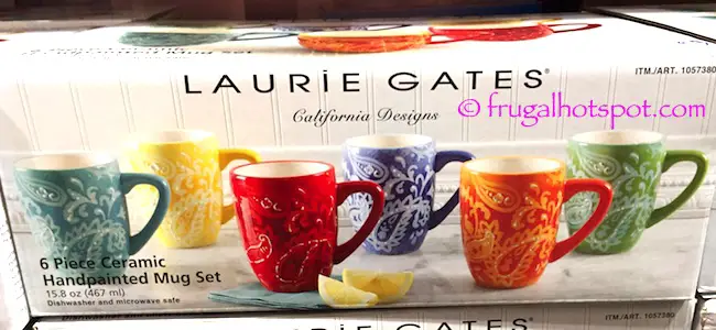 Laurie Gates Serafina 6-Piece Ceramic Handpainted Mug Set Costco | Frugal Hotspot