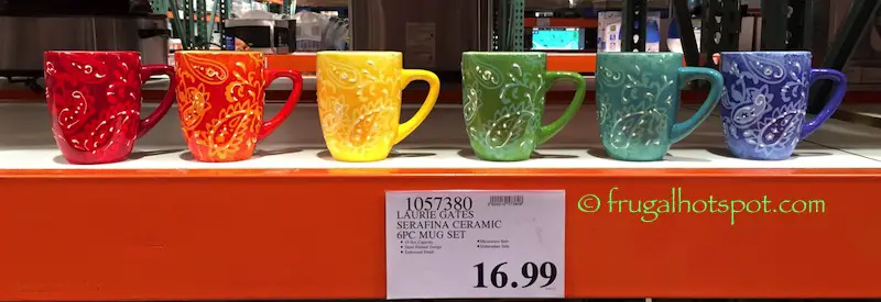 Laurie Gates Serafina 6-Piece Ceramic Handpainted Mug Set Costco Price | Frugal Hotspot