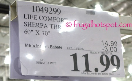 Life Comfort Ultimate Sherpa Throw 60" x 70" Costco Price | Frugal Hotspot