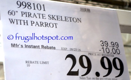 Pose-n-Stay Pirate Skeleton with Parrot Costco Price | Frugal Hotspot