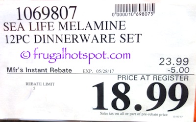 Sea Life Melamine 12-Pc Dinnerware Set Costco Sale Price | Frugal Hotspot