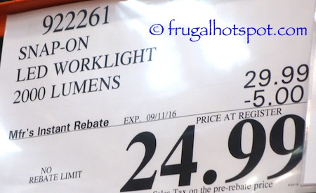 Snap-On LED Worklight 2000 Lumens Costco Price | Frugal Hotspot