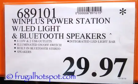 Winplus Power Station w/Bluetooth Speaker and LED Work Light Costco Price | Frugal Hotspot