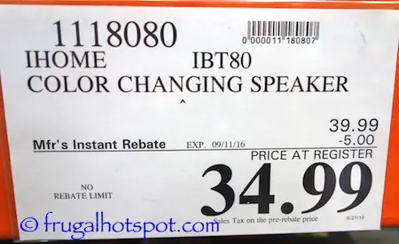 iHome IBT80 Color Changing Speaker Costco Price | Frugal Hotspot