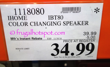 iHome IBT80 Color Changing Speaker Costco Price | Frugal Hotspot