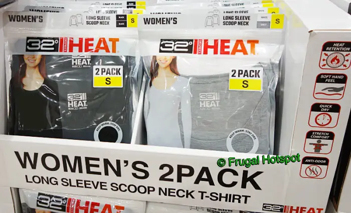 32 Degrees Heat Women's Long Sleeve Scoop Neck T-Shirt 2-Pack | Costco