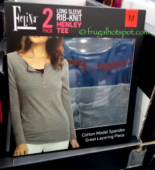 Felina Long Sleeve Rib-Knit Henley 2-Pack Costco | Frugal Hotspot