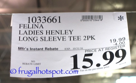 Felina Long Sleeve Rib-Knit Henley 2-Pack Costco Price | Frugal Hotspot