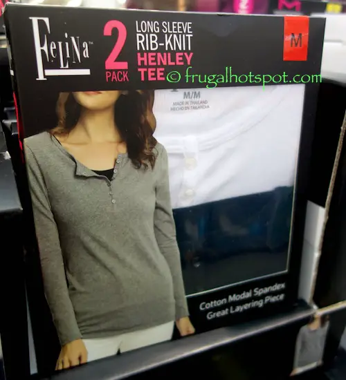 Felina Long Sleeve Rib-Knit Henley 2-Pack Costco | Frugal Hotspot