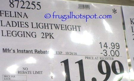 Felina Ladies Lightweight Legging 2-Pack Costco Price | Frugal Hotspot