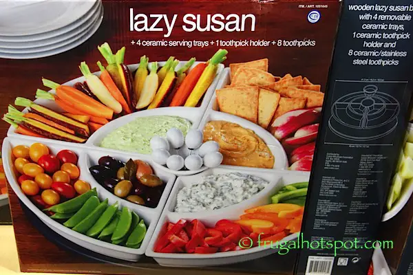 Lazy Susan with 4 Ceramic Serving Trays Costco | Frugal Hotspot