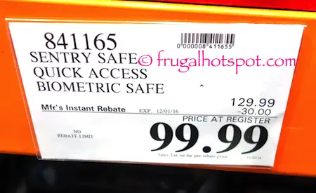 Sentry Safe Quick Access Biometric Pistol Safe Costco Price | Frugal Hotspot