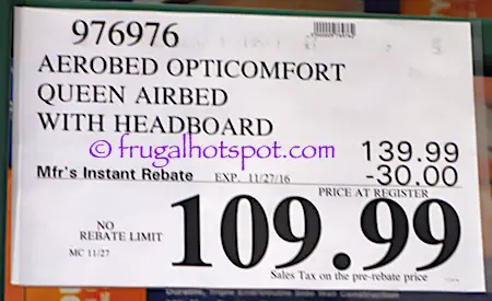 Aerobed Opticomfort Queen Airbed with Headboard Costco Price | Frugal Hotspot