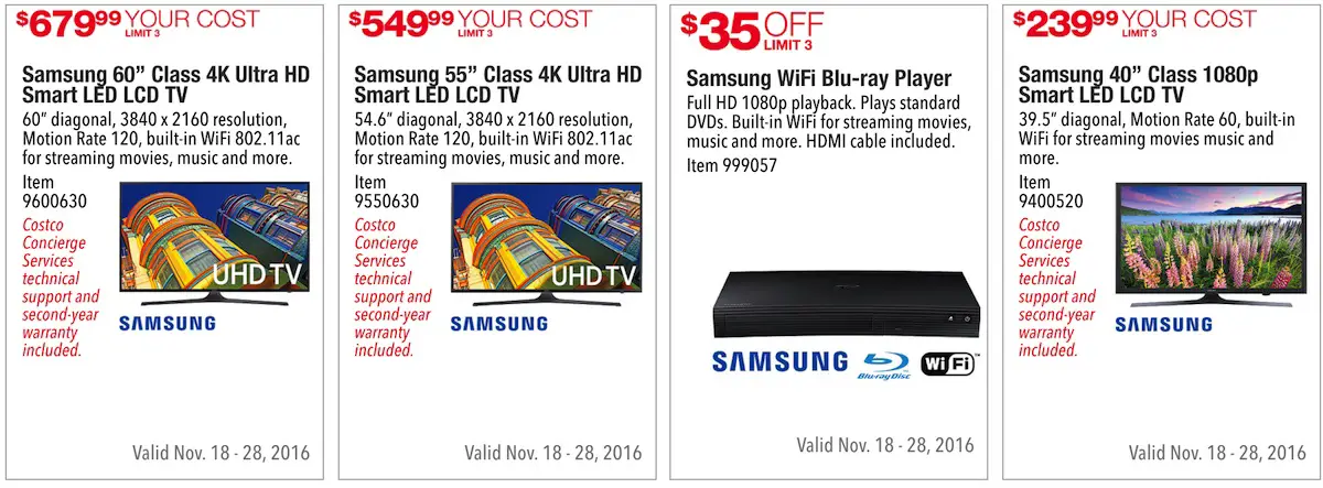 Costco Pre Black Friday Holiday Sale November 18 28 16 Prices Listed