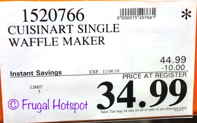 Costco Sale Price: Cuisinart Belgian Waffle Maker