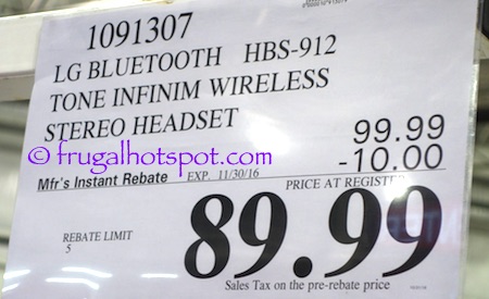 LG Bluetooth Tone Infinim Wireless Stereo Headset Costco Price | Frugal Hotspot
